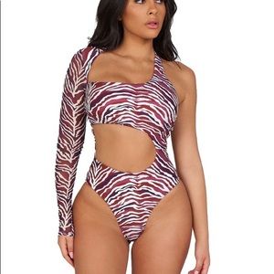 🆕 Brown Zebra Print Thong Swimsuit